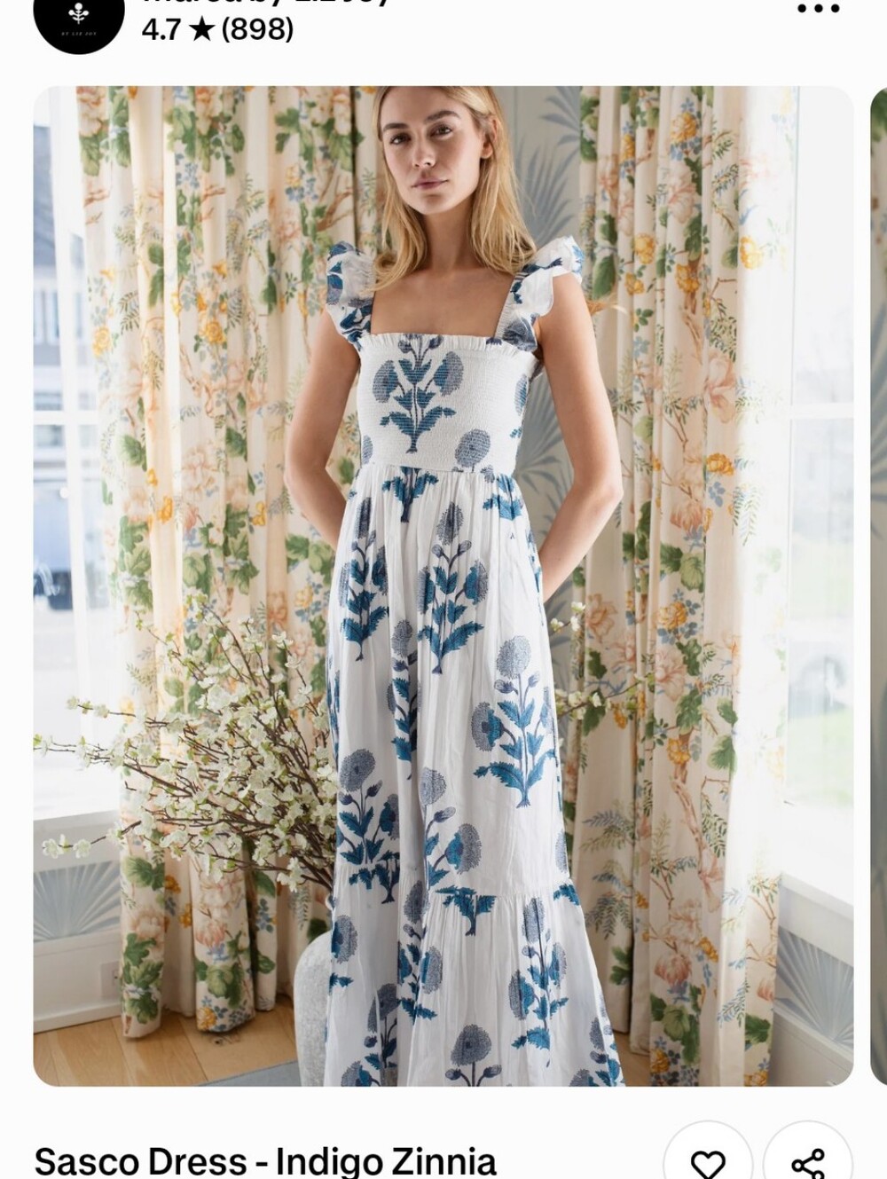 Marea By Liz Joy Sasco Indigo Zinnia Dress Size Small Never Worn